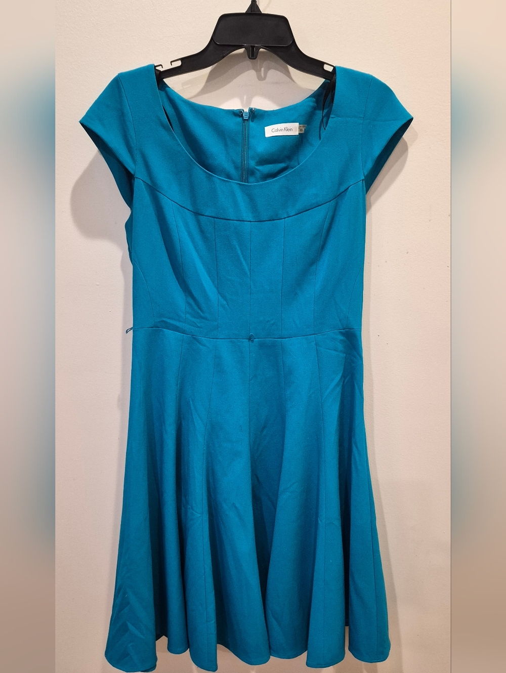 Calvin Klein Turquoise Fit-and-Flare Midi Dress